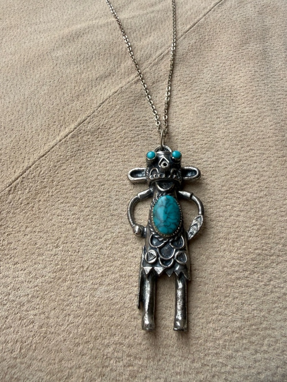 Vintage Kachina Pewter Pendant Necklace - Picture 2 of 3